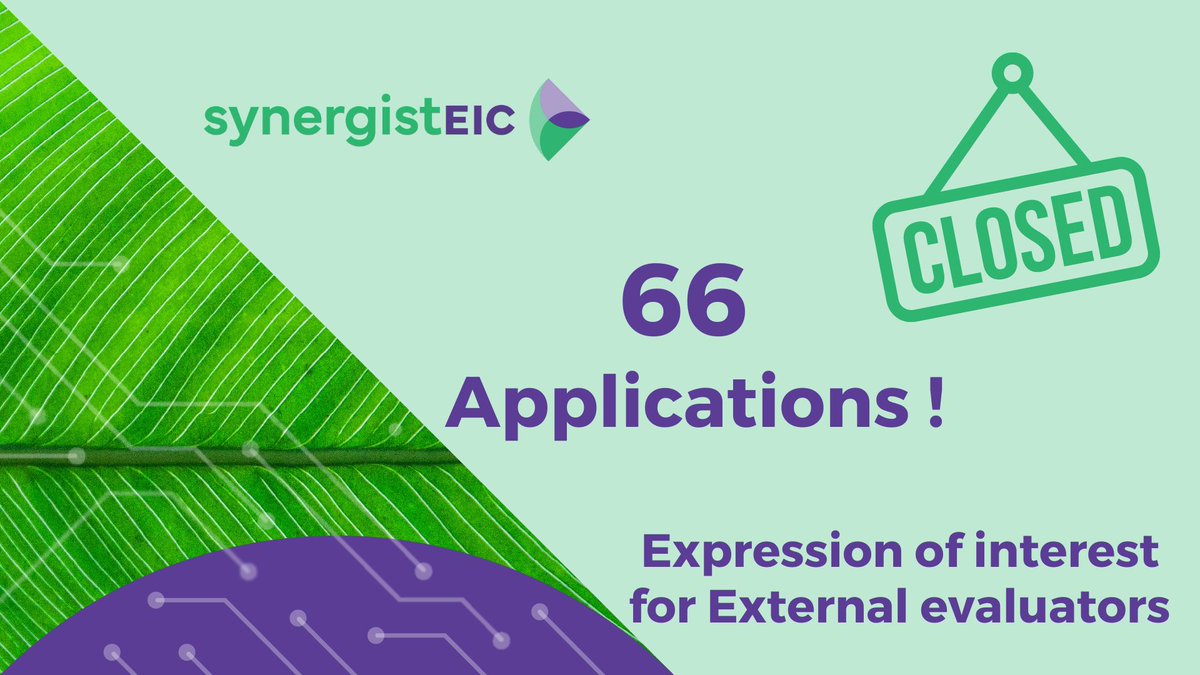 synergistEIC's tweet image. 📣 Exciting update! 🎉
🛑 External experts applications closed. Received 66 applications. Thank you! 🌟
🌿 GreenTech startups, don't miss out! SynergistEIC Open Call still open. Check website for application procedures: synergisteic.eu 💻
@EU_EISMEA @EUeic @StartUpEU