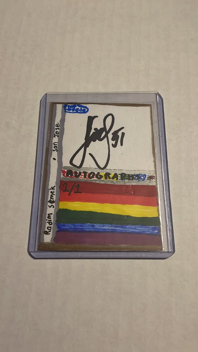 DarcyDarcy22's tweet photo. @CardPurchaser probably this 1/1 my then 10yo made and sent to Radim Ε imek for him to sign #SJSharks #topcheese https://t.co/k9CMJKYaLg