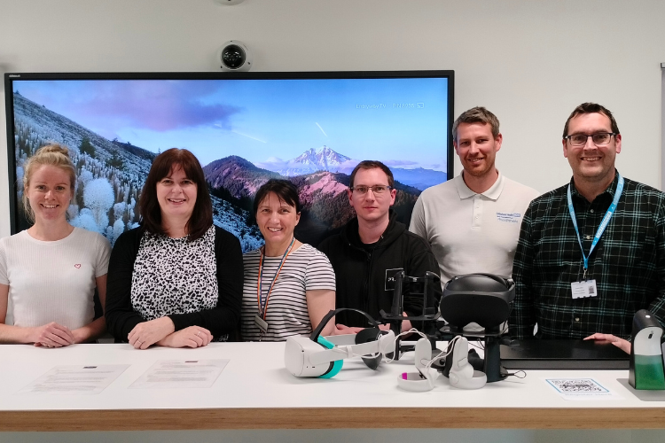 Gateshead_NHS's tweet photo. The Stroke Unit Team at Gateshead Health recently visited @weareproto to discover the potential uses of virtual reality (VR) in stroke rehabilitation. 

Find out more: https://t.co/n00GMxtnrR https://t.co/799f35u0vA