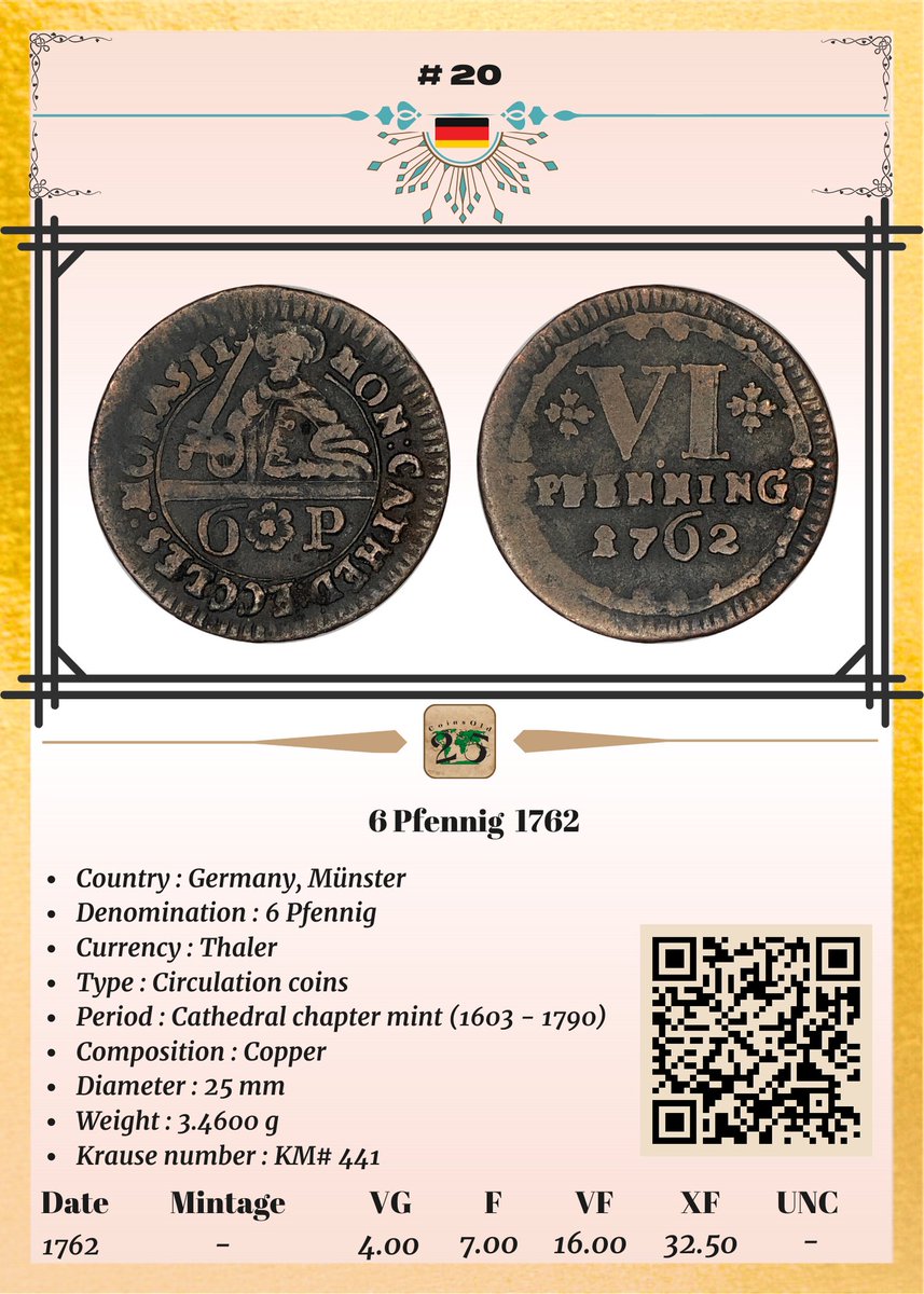 🇩🇪 Münster 6 Pfennig, 1762