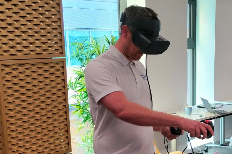 Gateshead_NHS's tweet photo. The Stroke Unit Team at Gateshead Health recently visited @weareproto to discover the potential uses of virtual reality (VR) in stroke rehabilitation. 

Find out more: https://t.co/n00GMxtnrR https://t.co/799f35u0vA
