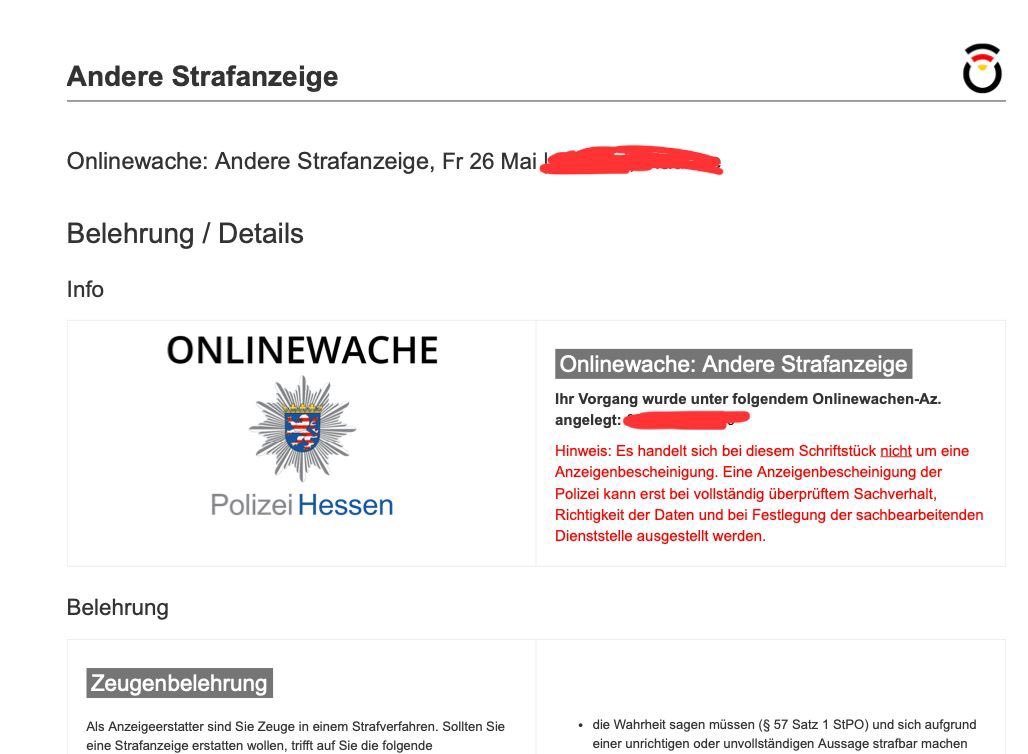Ich habe übrigens soeben Strafanzeige gegen André Rothenbächer bei der Polizei Hessen gestellt aufgrund der öffentlichen Ankündigung, er wolle schwule Männer in Wiesbaden mit "Verpisst euch!" anschreien und seine Blase auf dem Regenbogen-Zebrastreifen in der Innenstadt entleeren.