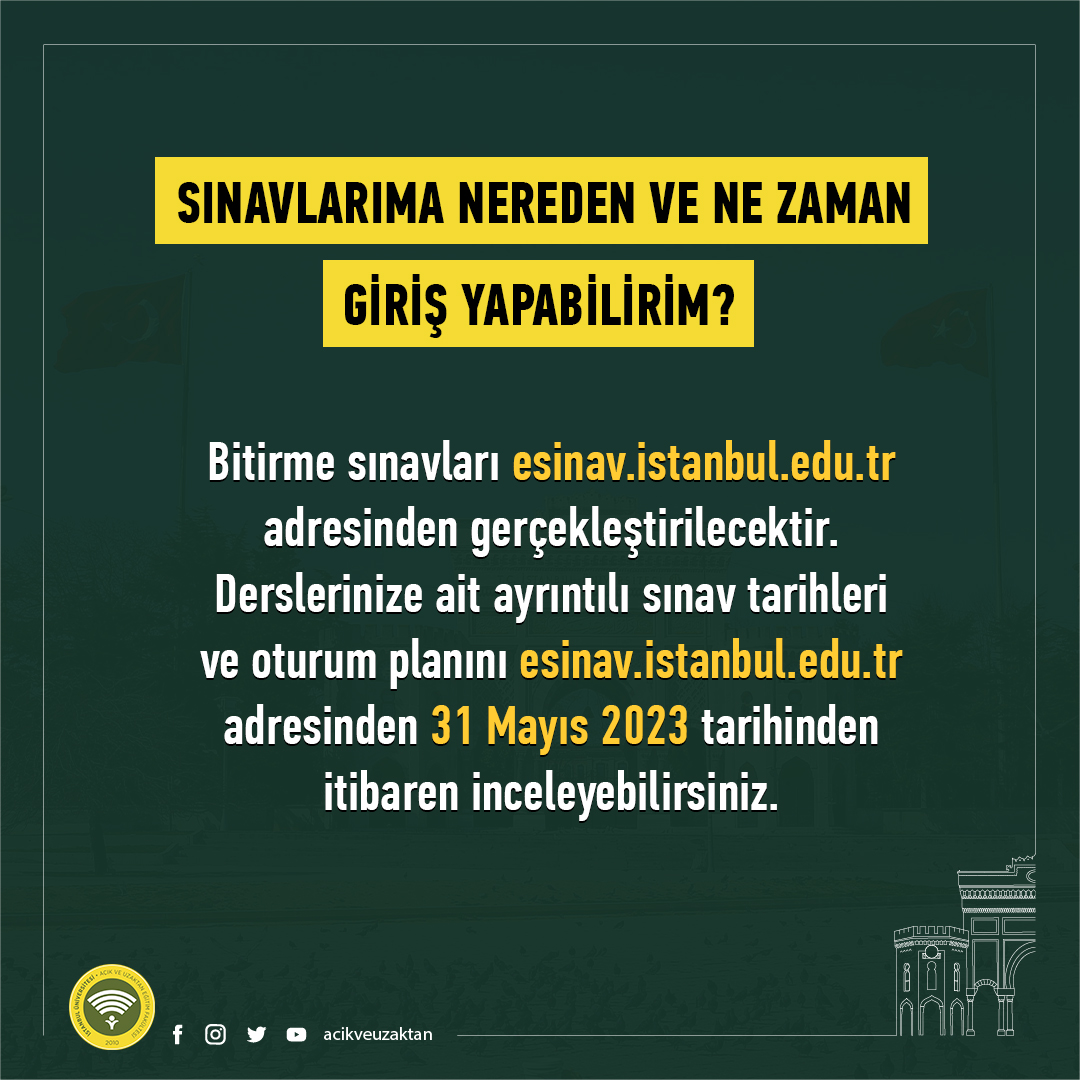 Sınavlara nereden ve ne zaman giriş yapabilirsiniz? Bilgilendirme görselimize göz atabilirsiniz. Sınavlarınızda başarılar dileriz.