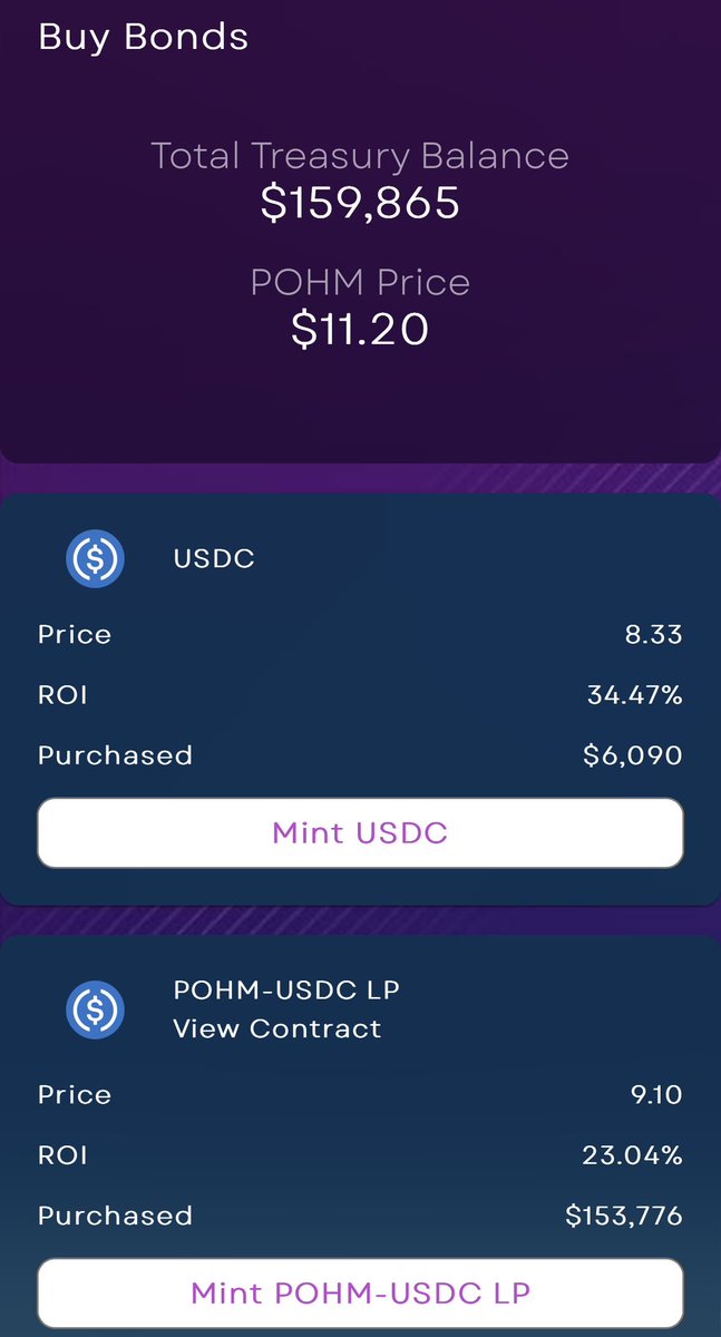 PulseOHM's tweet image. Attractive Bond prices for both USDC and pOHM/USDC LP are for sale. 

Support your protocol by bonding and enjoy great ROI.  

#pulseOHM #PulseChain #HEX #PulseX $PLS $PLSX