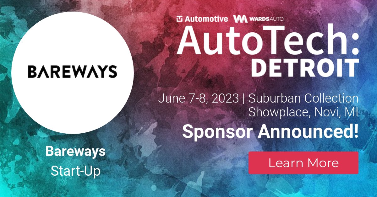 ⭐Start-Up Announcement⭐

Join @bareways  at #AutoTechDetroit this June!
❗ ❗ Early Bird Price EXPIRES TONIGHT! BOOK TODAY TO SAVE UP TO $200 >> lnkd.in/eEXcKDdp

#TUAutomotive #AutomotiveIndustry #AutomotiveNews #AutomotiveTechnology #ADAS #ConnectedCar