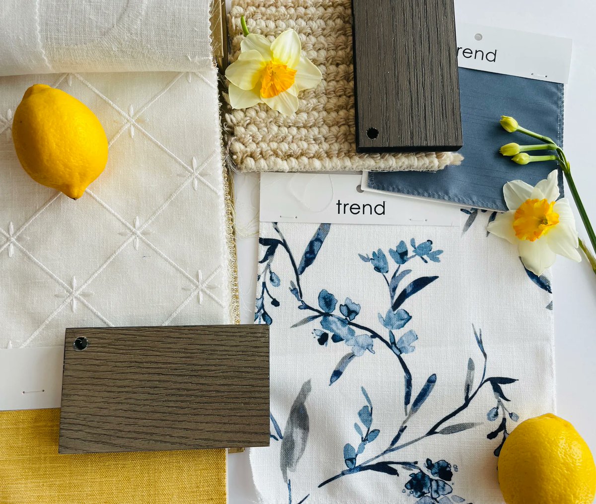 Happy Friday! Navy and yellow complement each other so well in this flat lay💙💛 
I love bringing colors in with fresh plants and fruits as accessories. 
…
#interiordesignbynancy #womenownedbusiness  #exceptionaldesign #expertdesigner #interiordesigner #effectivedesign