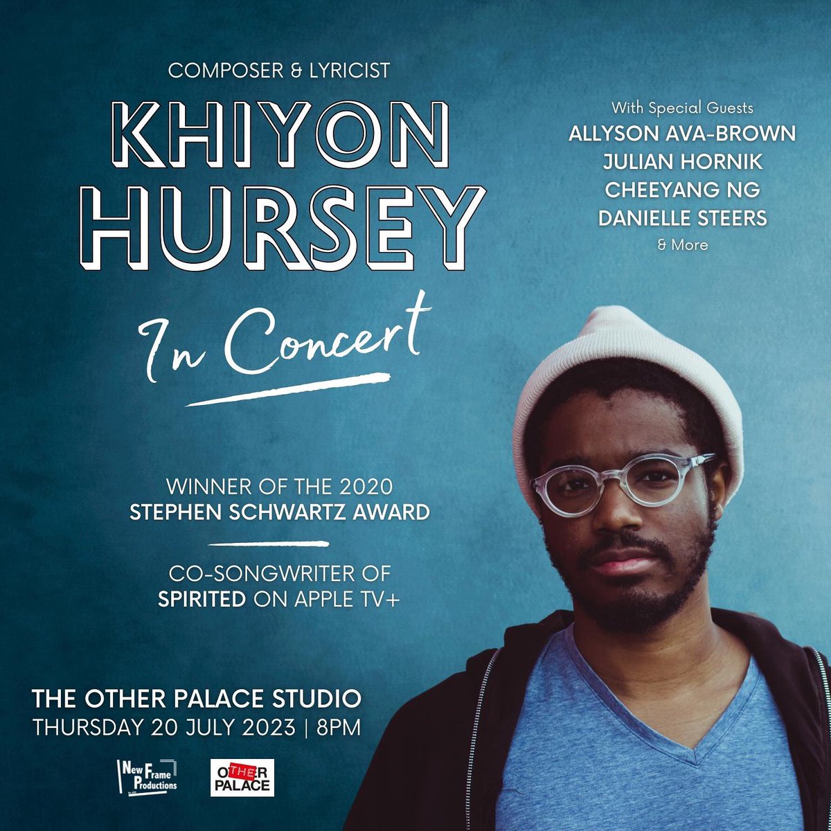 New Frame Productions (@newframeprods) on Twitter photo US writer & composer Khiyon Hursey will make his much anticipated London debut on 20 July <a href="/TheOtherPalace/">The Other Palace</a>.
Joined by Julian Hornik, Cheeyang Ng & West End performers Allyson Ava-Brown (Hamilton) and Danielle Steers (SIX, The Cher Show) 🎶
Tickets: theotherpalace.co.uk/khiyon-hursey-… US writer & composer Khiyon Hursey will make his much anticipated London debut on 20 July <a href="/TheOtherPalace/">The Other Palace</a>.
Joined by Julian Hornik, Cheeyang Ng & West End performers Allyson Ava-Brown (Hamilton) and Danielle Steers (SIX, The Cher Show) 🎶
Tickets: theotherpalace.co.uk/khiyon-hursey-…