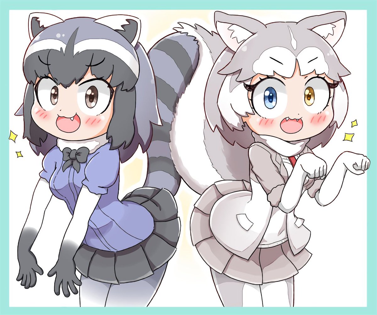 アライさん&イエイヌ絵再掲🦝🐶 #けものフレンズ