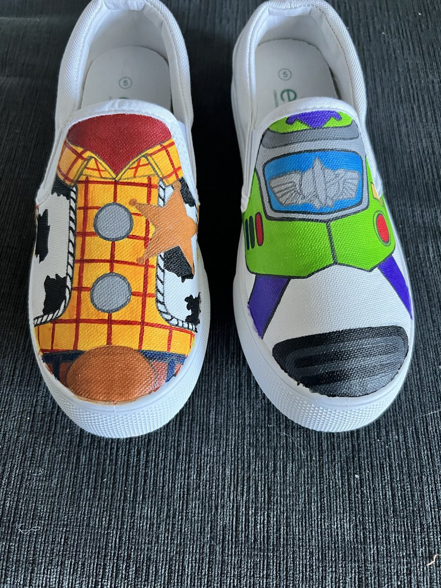 CustomKicksTO's tweet photo. little work in progress on some woody and buzz shoes! 🔥

these will be available for sale! 👀 https://t.co/SDV5Etm1IL