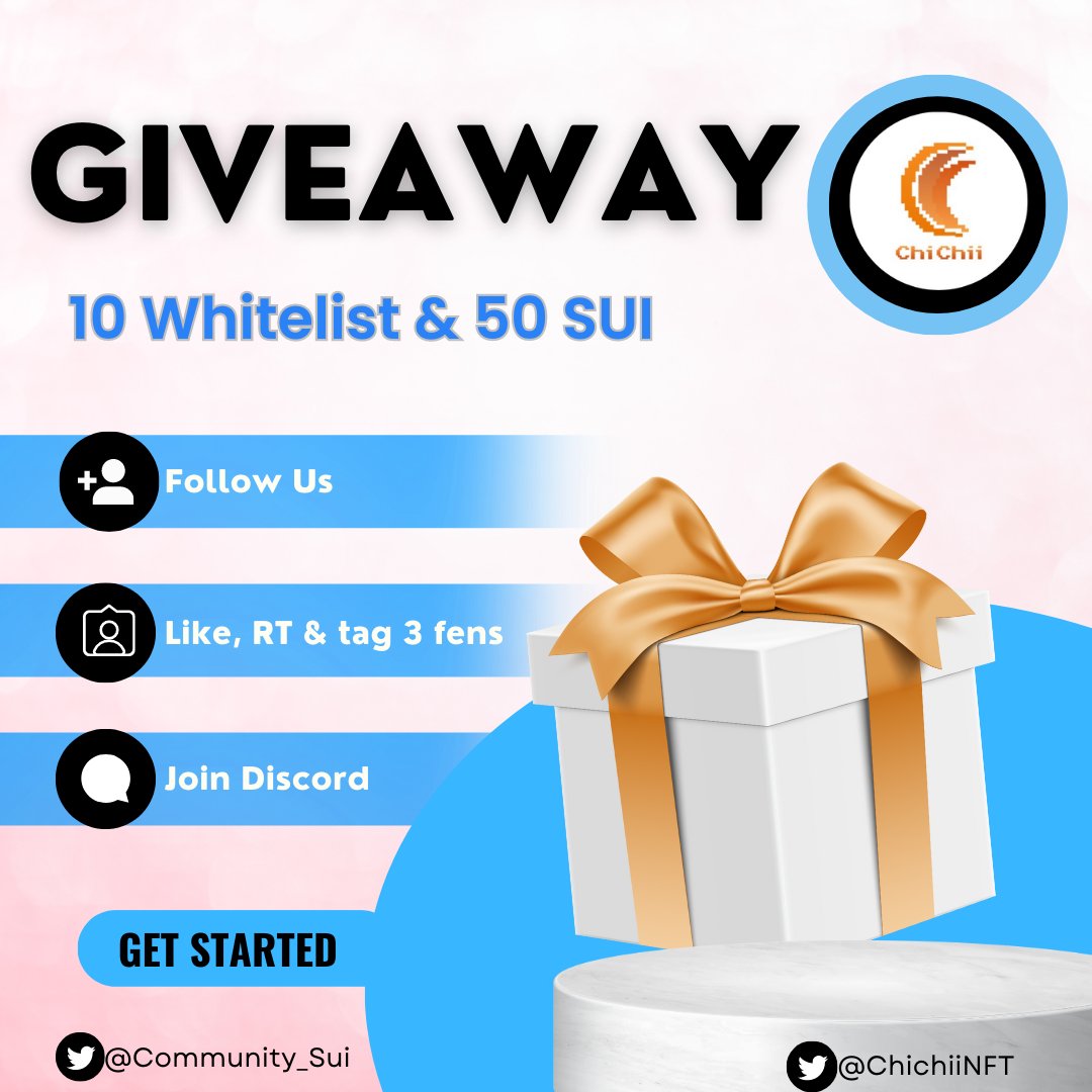 MASSIVE GIVEAWAY🪂

Special giveaway for the community from <a href="/ChichiiNFT/">Chichii🦊</a>

🎁Rewards: 10 Whitelist &amp; 50 $SUI tokens

1. Follow <a href="/ChichiiNFT/">Chichii🦊</a> &amp; <a href="/Community_Sui/">Sui Community💧</a>
2.❤️, Retweet &amp; tag 3 friends
3. Join discord.gg/chichii
4. Drop your #Sui wallet address👇

#Sui #SuiCommunity #Suinami