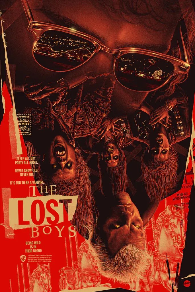 The Lost Boys by @mattryantobin. Drops this afternoon via @MondoNews. 

posterpirate.co/movies/the-los…

#thelostboys #alternativemovieposter #posterdrop #amp #LimitedEdition