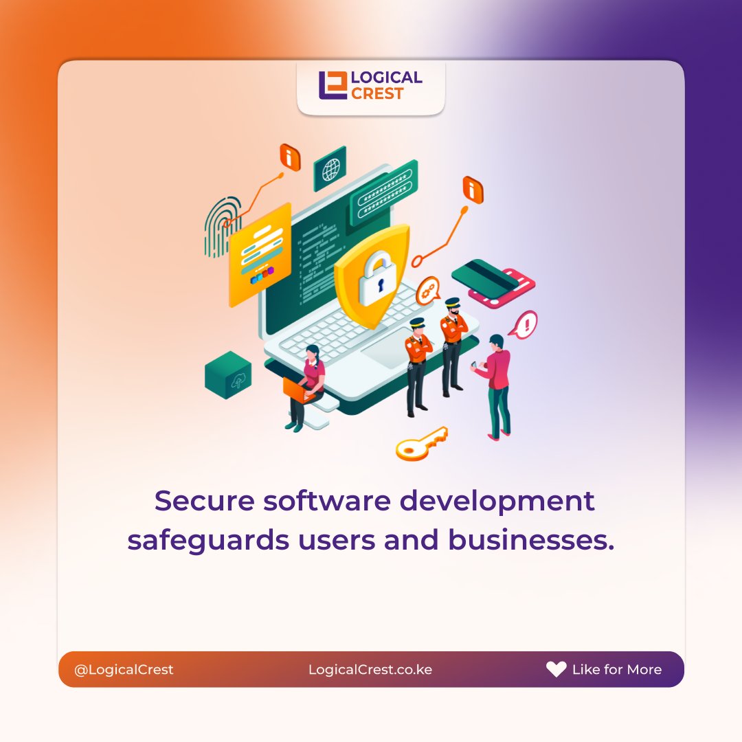 LogicalCrest's tweet photo. ⚠️ Secure software development tips:

🔒 Use secure frameworks.
🔍 Regular code scanning.
🔐 Strong encryption.
🛡️ Secure sessions.
📰 Stay informed, patch! #SecureDev #StaySafe #businesssense https://t.co/pdkznlEmPg