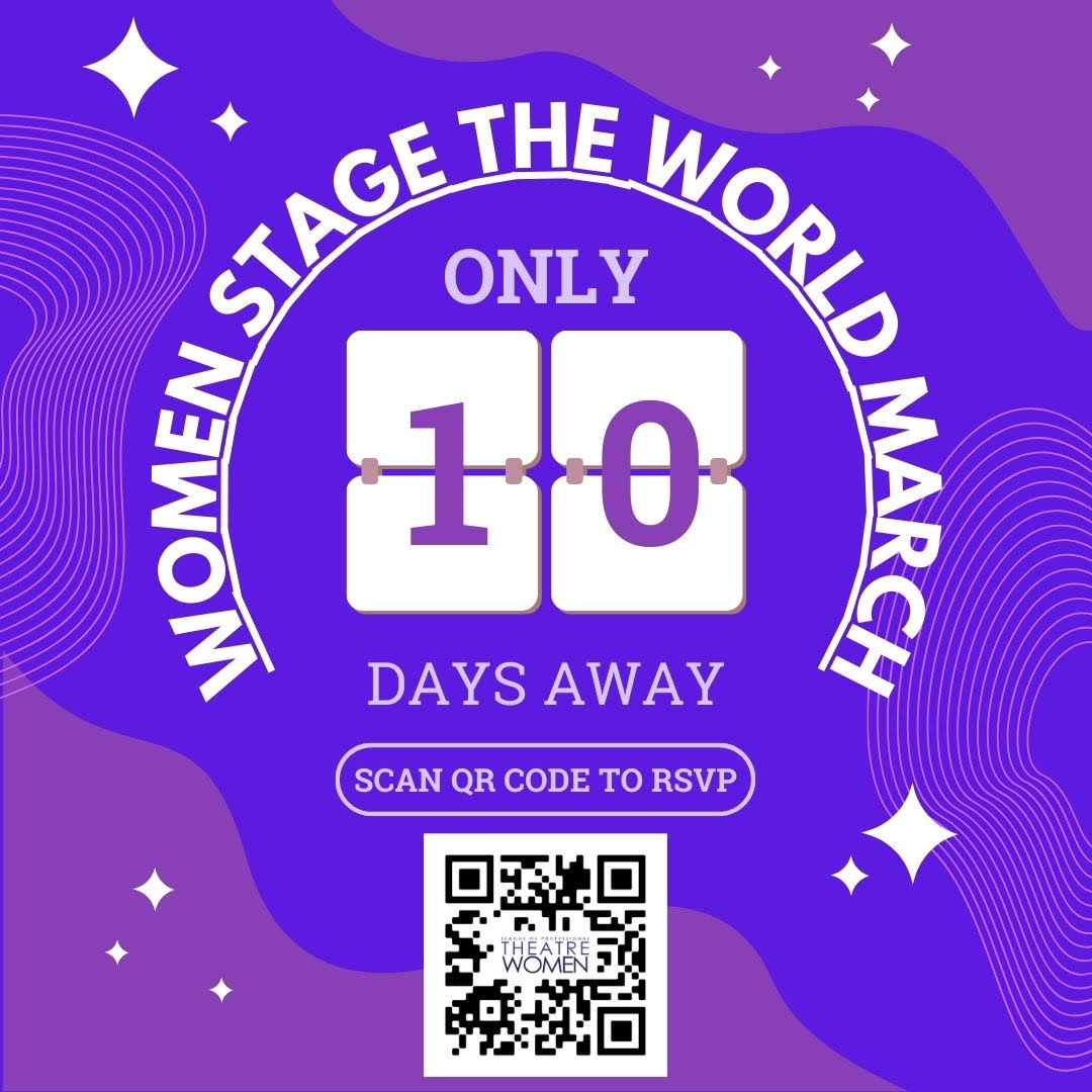 LPTWomen's tweet photo. Ten days until the Women Stage the World March!
Take to Times Square with us to advocate for gender parity in theatre.
RSVP TODAY!
https://t.co/J6pJPkrk2U
.
.
.
#womenstagetheworld #lptw #lptwmember #lptwoman #womenintheatre #genderparityintheatre #supportwomen #march https://t.co/wDA1WDVyRA