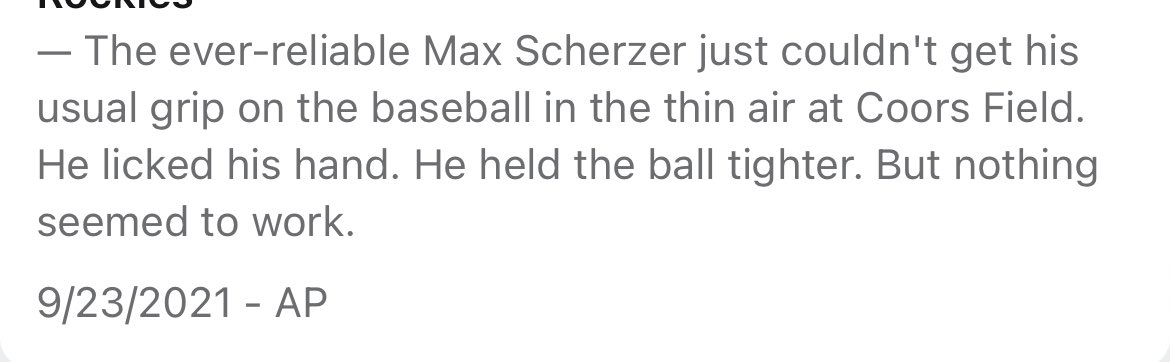 Max Scherzer doesn’t have many reps in Coors field: 3 games since 2015

Hit last outing? Sept 23, 2021

Here was the post game blog. With his struggles to start the year, is this a bad spot for Max? https://t.co/Ca37aFNpN4