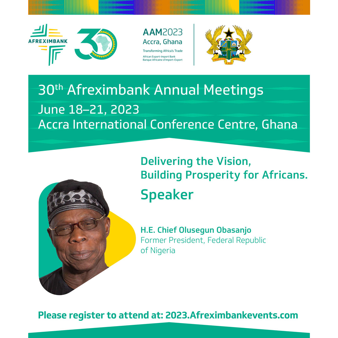 We are excited to announce that H.E. Chief Olusegun Obasanjo, Former President, Federal Republic of Nigeria, will also be in attendance at the #AAM2023, and will be speaking under the overarching theme, “Delivering the Vision, Building Prosperity for Africans.”