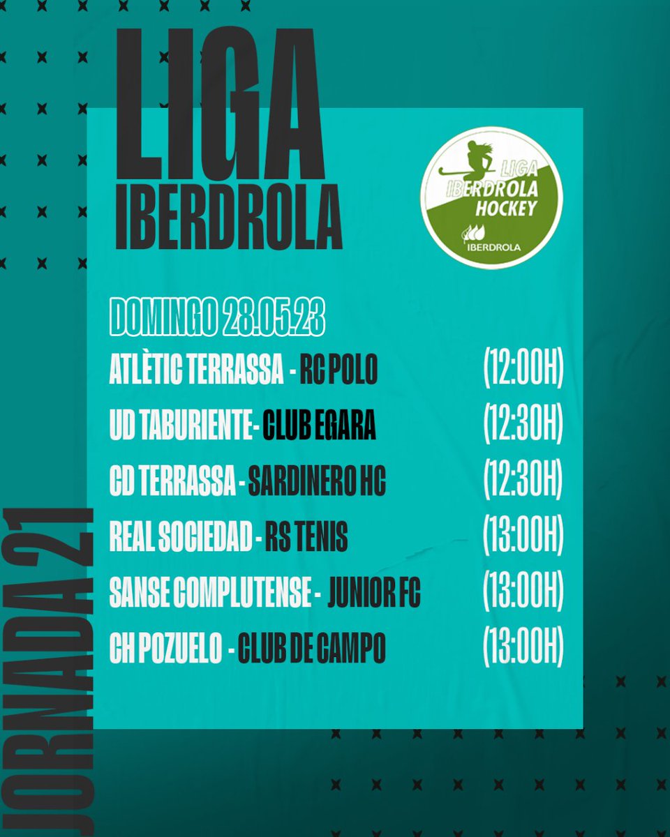 ‼️ #PartidazoMGS y #PartidazoIberdrola ‼️

📆 Jornada 21- 27.05.23
🆚 @clubegara - @AtleticTerrassa 
🆚 @UDTaburiente  - @clubegara
🏆 #LigaMGS 🤜🤛 #LigaIberdrola

Consulta los horarios del resto de jornada 👉

#HockeyEspaña | @iberdrola | @mgs_seguros