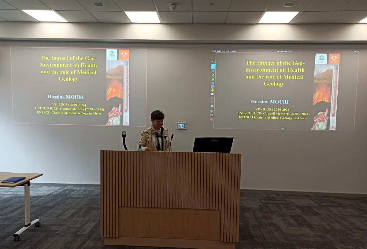 #mbhgretreat2023 <a href="/HassinaMouri/">Hassina Mouri</a> of <a href="/go2uj/">University of Johannesburg</a> now presenting: The Impact of the Geo-Environment on Health and the role of Medical Geology.

<a href="/SuMBHG/">Division of Molecular Biology and Human Genetics</a>  <a href="/suhealthsci/">SU, Faculty of Medicine and Health Sciences</a> <a href="/gray_clive/">Clive Gray</a>
<a href="/VuyoLab/">Vuyo Lab</a> <a href="/TshivhulaH/">TshivhulaH</a> <a href="/chendi_h/">Bih Chendi</a> <a href="/CKunsevi/">Carine Kunsevi</a>
