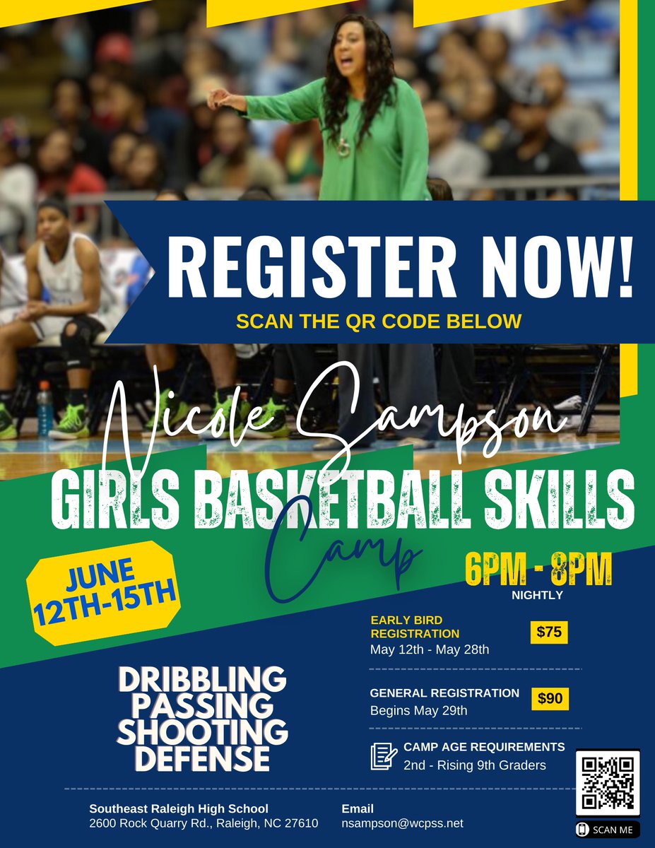 CoachN_Sampson's tweet image. Don&apos;t Miss Out! The Early Bird Special ends on Sunday night. Help your daughter improve her skills. Register now to get the best rate! 🏀🏀 #focusonthefundamentals #growthegame #share