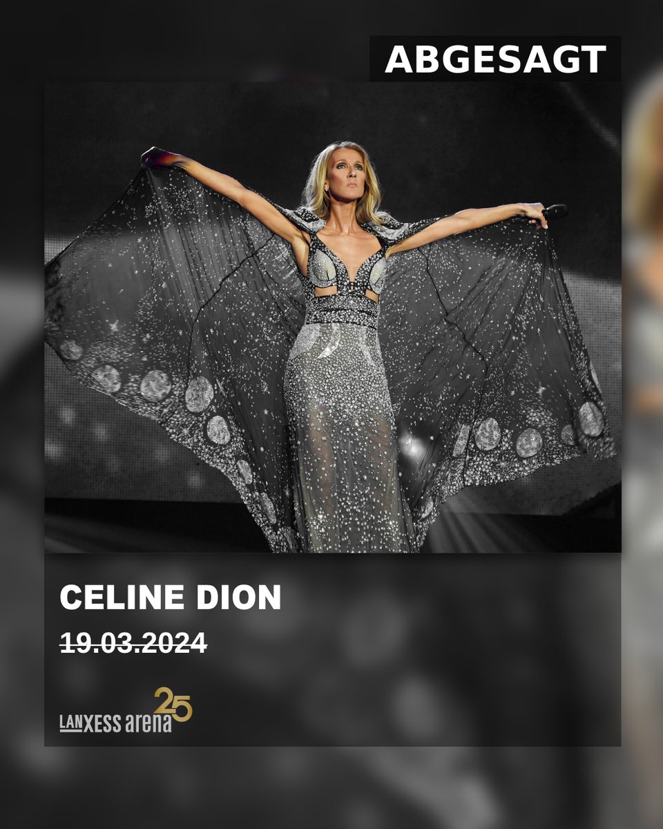 #CelineDion muss die endgültige Absage ihrer Tour bekanntgeben. 😔 Wir wünschen weiterhin gute Besserung! 🙏

❗Ticketinhaber:innen können ihre Tickets an der jeweiligen Vorverkaufsstelle erstatten lassen, bei der sie gekauft wurden.

#lanxessarena #absage #köln #konzert