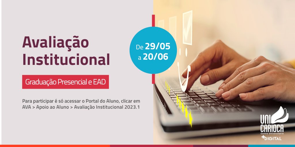 Você sabia que a sua opinião é muito importante para nós? 😉

Participe da nossa Avaliação Institucional entre os dias 29 de maio a 20 de junho.  

Para participar da Avaliação Institucional, acesse o Portal do Aluno >AVA > Apoio ao aluno > Avaliação Institucional.