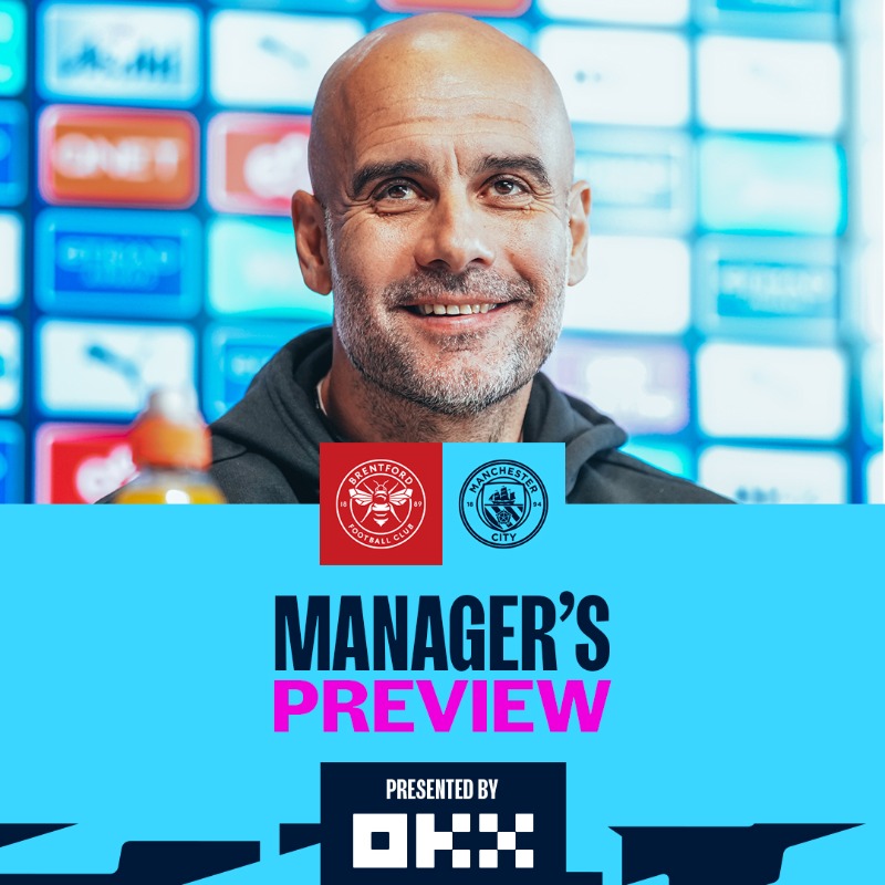 ManCity's tweet photo. .@PepTeam faces the media ahead of our visit to Brentford 🎙

Watch live 👇