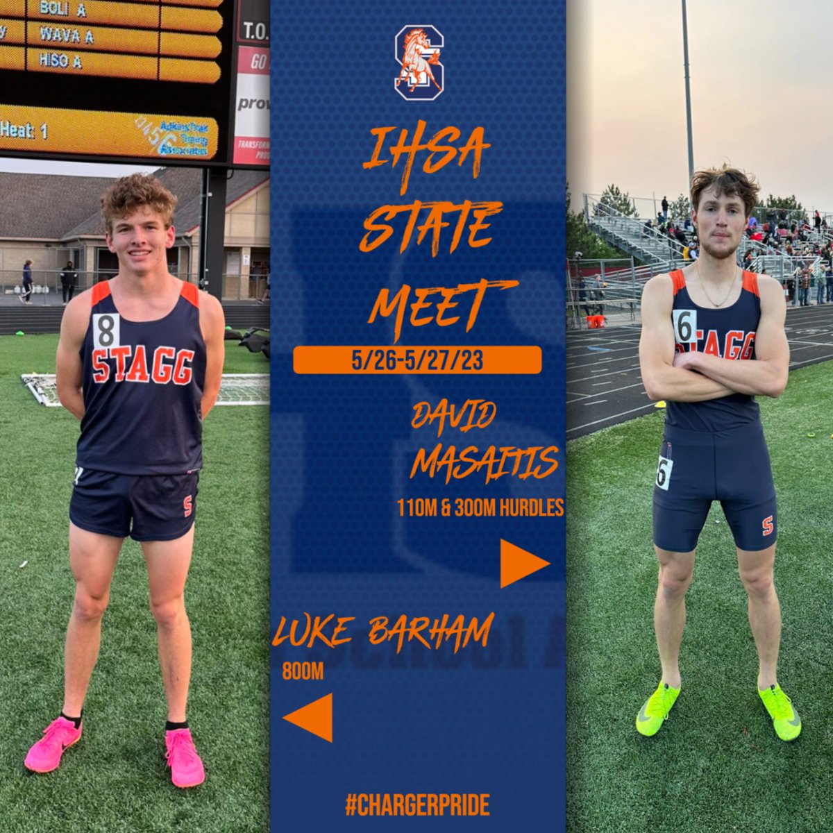 Wishing the best to Luke and David as they compete at the IHSA State Track meet this weekend!  LET'S GO! #chargerpride <a href="/StaggBoysTF/">Stagg Boys Track</a>
@stagghighschool @chsd230 @ericolsen00