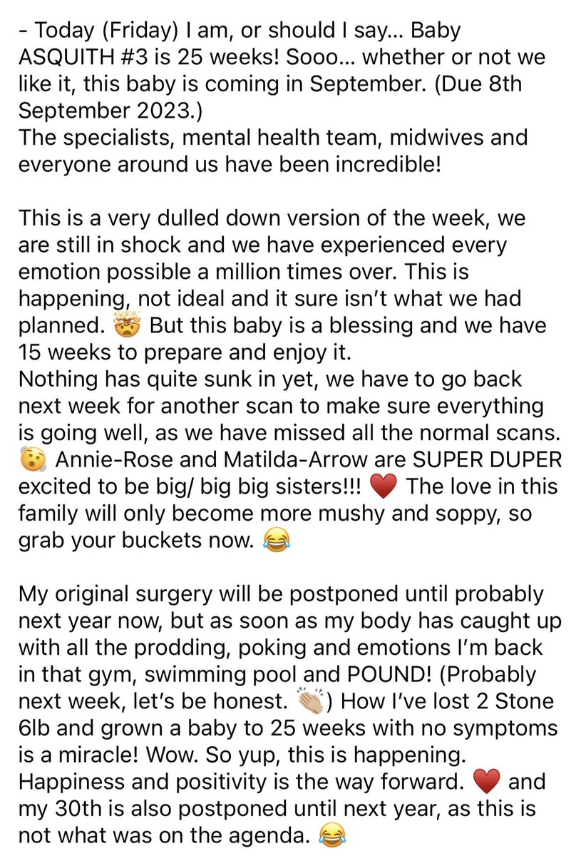 Added my post from FB if you want to read. We have to laugh and be positive, because this is happening. ♥️♥️♥️ #surprisepregnancy #cervicalscreening #pregnancy