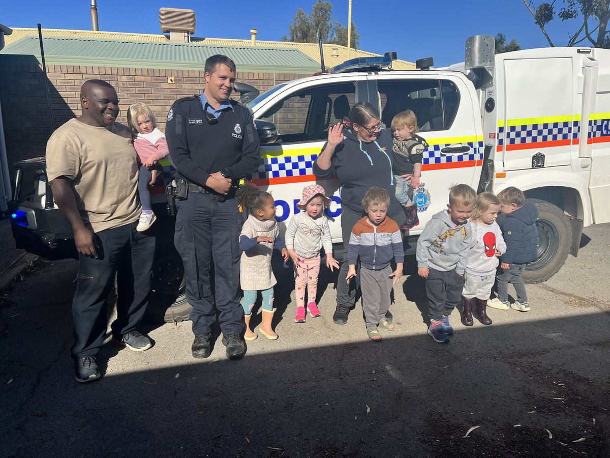 Pingelly Day Care Centre we’re given a tour of the Pingelly Police Station today and had a fantastic morning exploring the Police Vehicle.  Sure there are some star future recruits . #fb