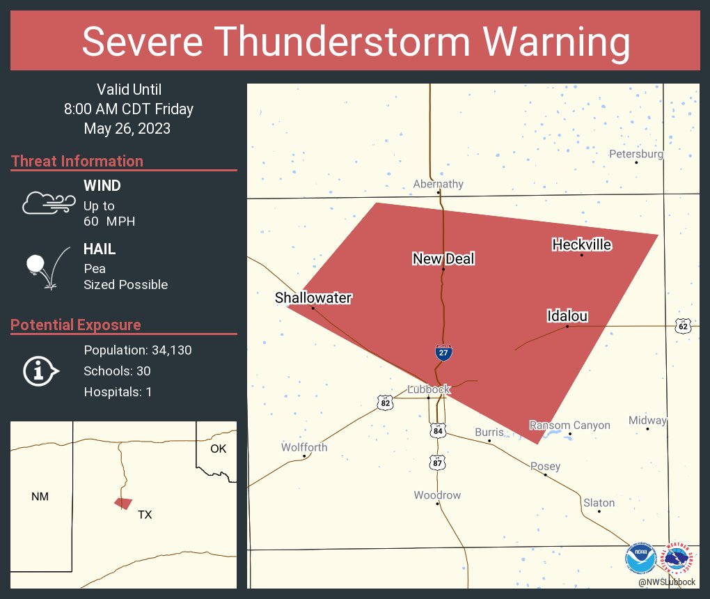 NWS Lubbock on Twitter "Severe Thunderstorm Warning including