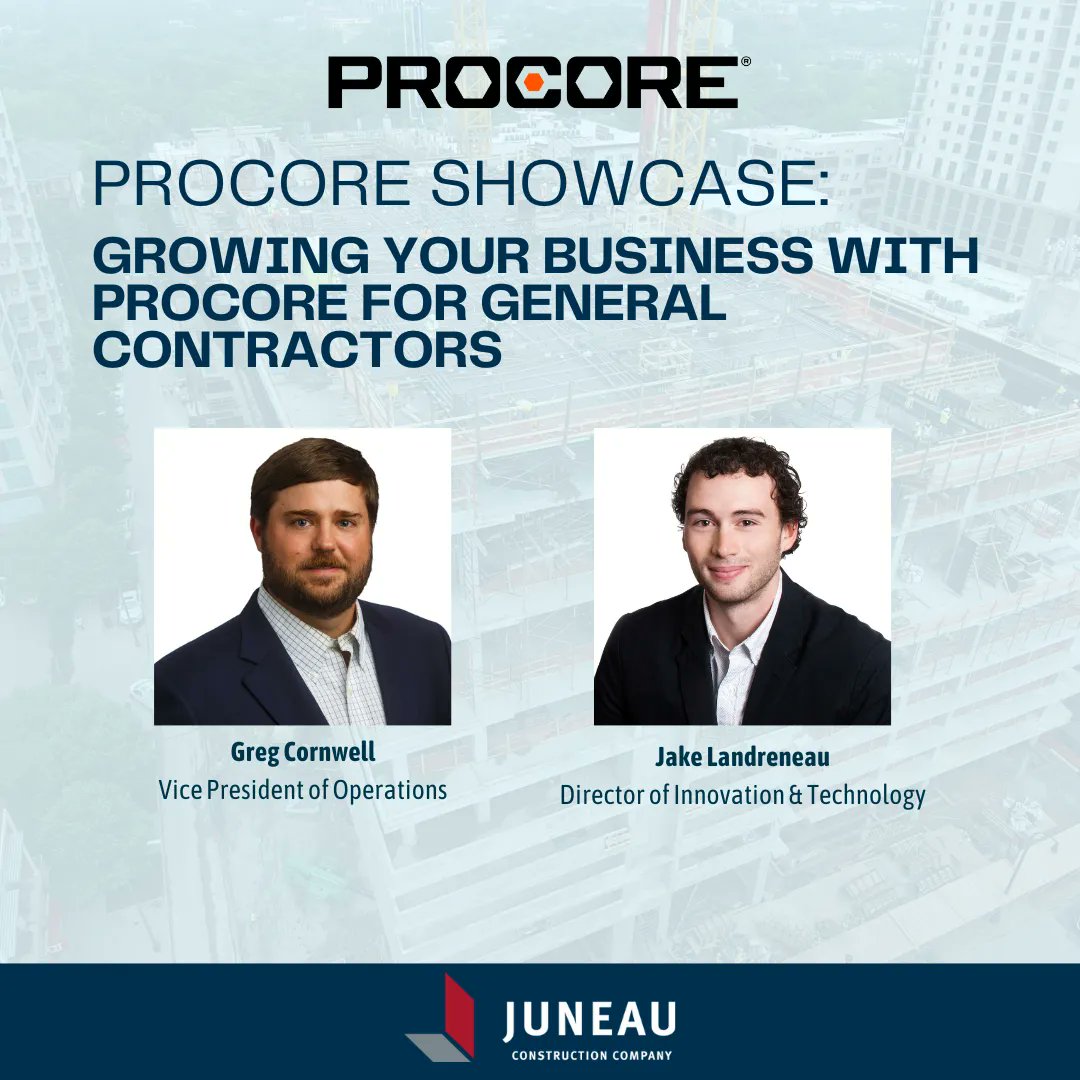 Our very own Greg Cornwell and Jake Landreneau sat down with Procore and discussed how Juneau uses technology to take on bigger and more complex projects! Check it out: buff.ly/439JQZf! #constructiontechnology #bestinclass