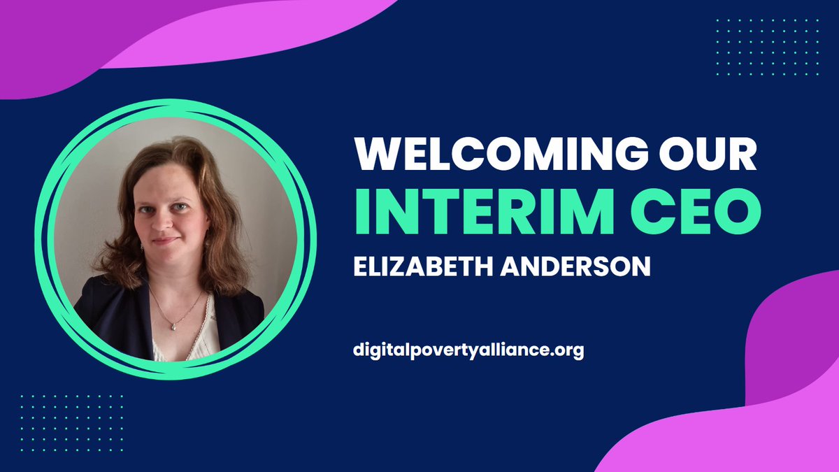 DigiPovAlliance's tweet photo. Welcome @elizabethdigi as our Interim CEO! We're thrilled to see you move into this role as we take forward our NDP, launched last week.

We're looking forward to working with you to continue the success of the DPA. Together we can build a bright future and end #DigitalPoverty https://t.co/zFk5q3GLqx