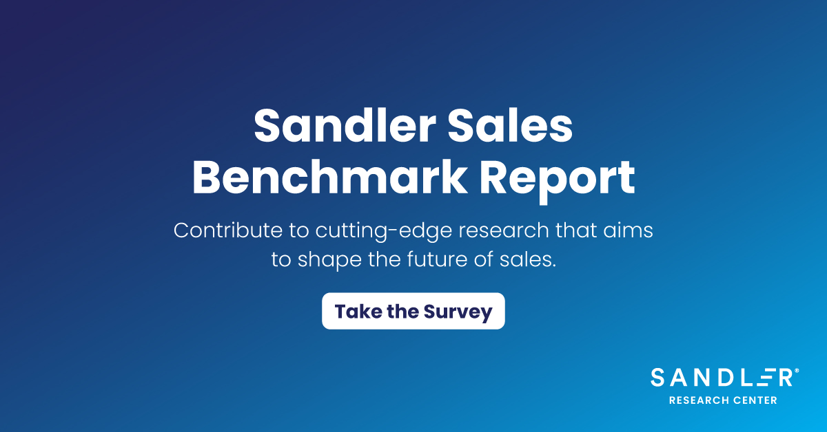 Dave_Mattson's tweet photo. The Sandler Research Center is launching a study which focuses on some sales benchmarks which can be trended to identify changes. Take the survey at: https://t.co/Gb5Kem2iAm https://t.co/sflG69zcNN