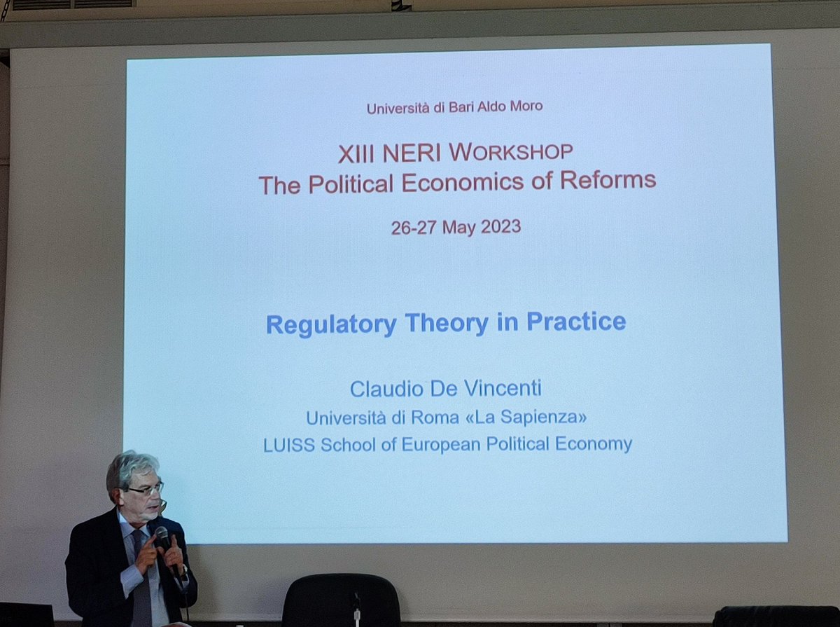 XIIIN_E_R_I's tweet photo. The second part of the workshop starts with 'REGULATORY THEORY IN PRACTICE', a work by @C_DeVincenti (Sapienza University of
Rome, LUISS School of European Political Economy) #XIIINERI https://t.co/9mvlN5YVMs