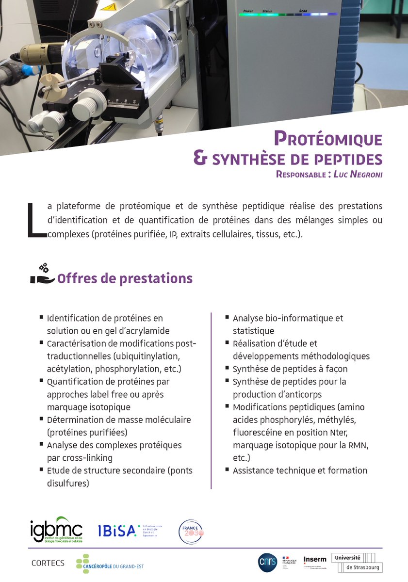 IGBMC's tweet photo. 📅 16 juin - #JoPI - Journée #partenariale IGBMC         

Découvrez nos ressources ! Notre plateforme #Protéomiques et synthèse de #peptides permet d'#identifier et #quantifier les protéines présentes dans des mélanges simples ou complexes.    

💻 https://t.co/iiqjsPCwoX https://t.co/1ig4nAulpo