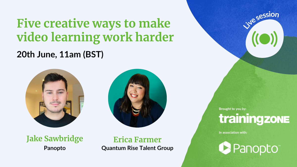 QRTalentGroup's tweet image. With potential to accelerate workforce training. You won&apos;t want to miss @TrainingZone&apos;s live session featuring @ericadeefarmer  discussing 5 creative ways to make video learning work hard. Register using the link below. #webinar #videolearning