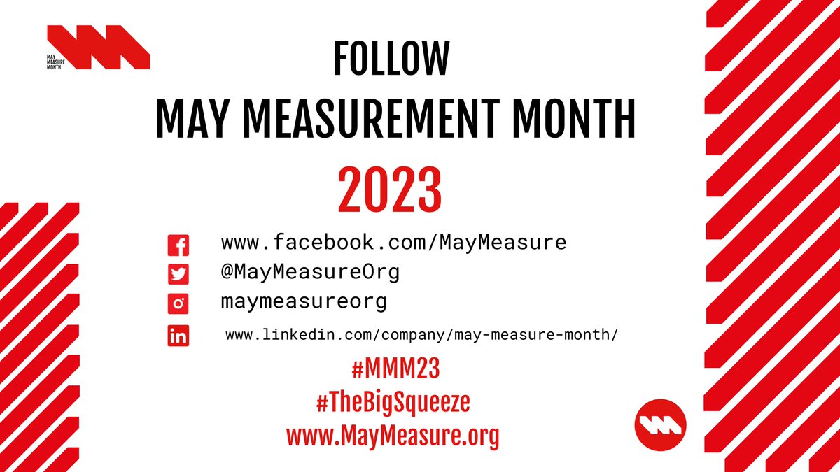 Please share our MMM channels with your followers to encourage a #FridayFollow!
Facebook facebook.com/Maymeasure 
Twitter twitter.com/MayMeasureOrg 
Instagram instagram.com/maymeasureorg/
and LinkedIn linkedin.com/company/may-me…
#TheBigSqueeze #MayMeasurementMonth #MayMeasureMonth