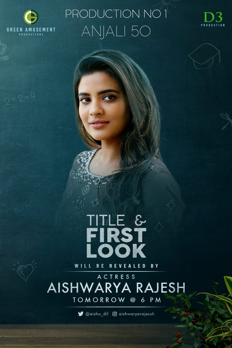Glad that my favourite Aishwarya ma'am is presenting  #𝐀𝐍𝐉𝐀𝐋𝐈𝟓𝟎 <a href="/yoursanjali/">Anjali</a> 's 50th Movie Title &amp; First Look Will be revealed by <a href="/aishu_dil/">aishwarya rajesh</a> on Tomorrow @ 6PM
<a href="/Ashokdirector01/">Ashok Velayutham</a>
@Cinemainmygenes@TherukuralArivu@greenamusement@Sridhar_DOP
@D3_production@pro_guna @shiek_pro