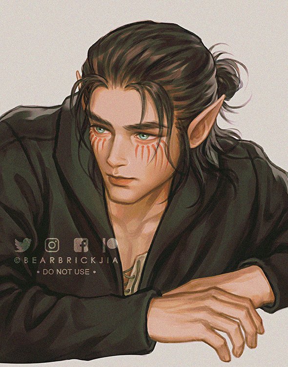 eren yeager 1boy male focus solo pointy ears medium hair black hair upper body  illustration images