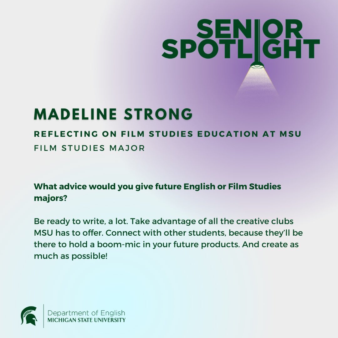 🌟 #SeniorSpotlight 🌟

Meet Madeline Strong, an exceptional Film Studies major. 

From writing captivating scripts to creating clever short films, Madeline's talent spans across disciplines.

We eagerly await the incredible contributions you'll make in the world of film. 🎉🎓