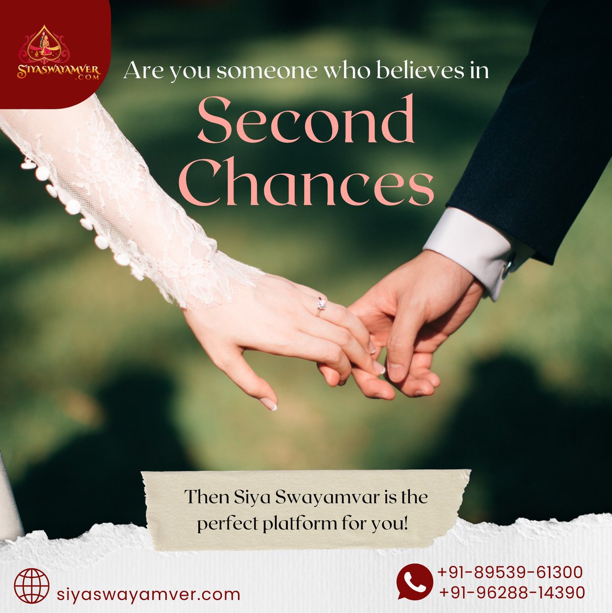 Our professional matrimonial site is here to help you find a partner who not only understands your past but also supports your future. 
.
 #SiyaSwayamvar #SecondChances #SecondLove #MatrimonialSite #FindYourSoulmate #HappyEnding #JoinUsNow