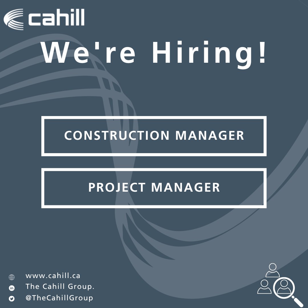 Join our team!

We are currently recruiting for a Construction Manager and Project Manager join our dynamic multidiscipline team. These roles can be based out of Edmonton or Calgary, Alberta. 

Please visit our site for more info cahill.ca/careers

#ABjobs #yycjobs #yegjobs