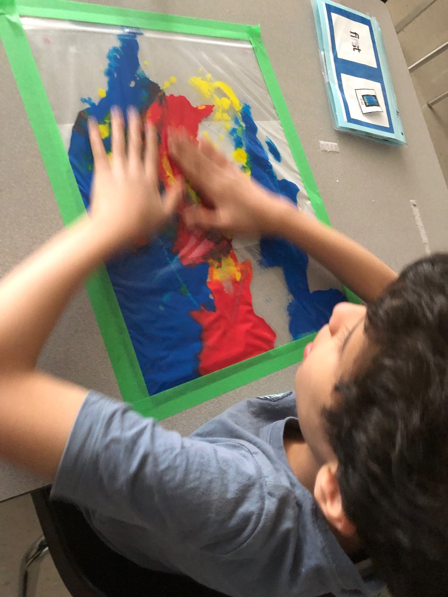 Miss_J_Piazza's tweet photo. In GAINS students expressed an interest in learning how to mix colours. We read “Mix It Up” and then students explored primary colours. They enjoyed seeing what colours they could make.  @WestgateWolves #gecdsbgains https://t.co/16AMZbi7Kn