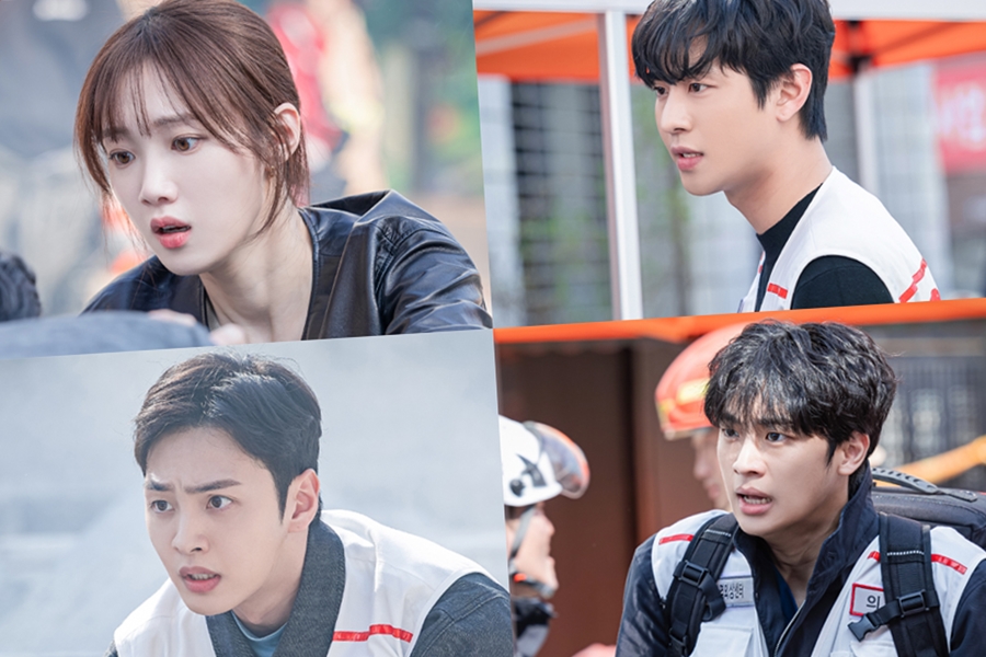soompi's tweet photo. #LeeSungKyung, #AhnHyoSeop, #KimMinJae, And #LeeShinYoung Get Dispatched To A Building Collapse Site In "#DrRomantic3" 
https://t.co/1OhTOvyfuj https://t.co/wO3tmFTsny