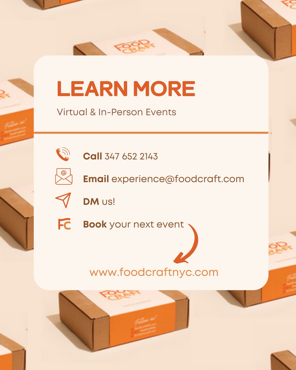 foodcraftnyc's tweet image. Transform your office party into a memorable experience 🎉

Link in bio to book an experience with us or email experience@foodcraftnyc.com 📩🧡

#onsiteworkshops #officeworkshop #officeevent #corporateevents #teambuilding #teambuildingideas #foodcraft #foodcraftnyc #foodcraftlive