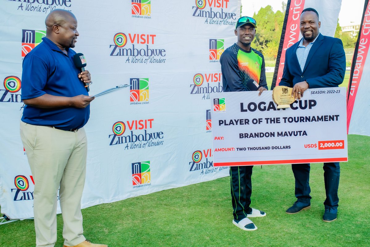 Player of The Tournament went to Brandon Mavuta from Rhinos, 29 wickets, 3.76 economy rate and 332 runs at an average of 30.45 

#LoganCup | #4DayMatch