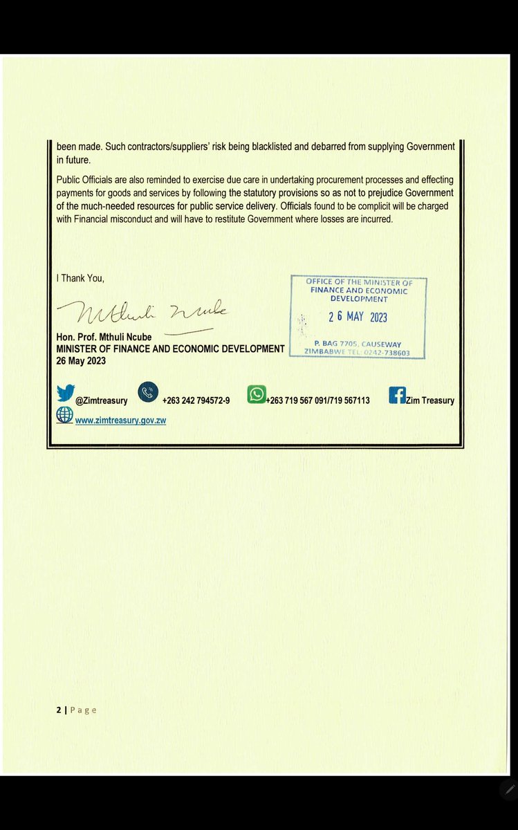 ZimTreasury's tweet photo. Government reminds public officials to abide to the Value for Money in all procurement processes. Pursuant to VFM exercise that was launched in August 2022, Government has managed to save expenditure amounting to half a trillion ZWL dollars. https://t.co/lS6T2IbL5u