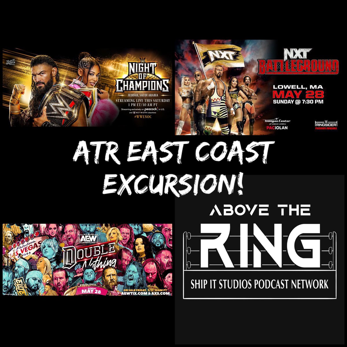 ATR East Coast Excursion #Podcast!

Season 3 of the Ship It Studios Wresting Championship is here! <a href="/TheSLBOfficial/">The SLB</a>, <a href="/ScottyJStream/">Scott Julian</a>, <a href="/JonTheStatMan/">Jon the Stat Man</a>, <a href="/Wrestling_Fan_9/">Ethan Black</a>, &amp; <a href="/ShipItMrZak/">Mr. Zak</a> give their picks for #WWENOC, #NXTBattleground, &amp; #AEWDoN!

Podcast Links
shipitstudios.com/abovethering