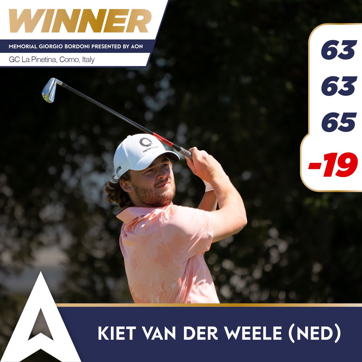 🇳🇱Kiet Van der Weele wins the 2023 Memorial Giorgio Bordoni presented by Aon by 9 strokes!⛳️ 

📸- Alps Tour Golf/ Federico Capretti  

#2023AlpsTourSeason
#raisinggolfstars 
#risinggolfstars