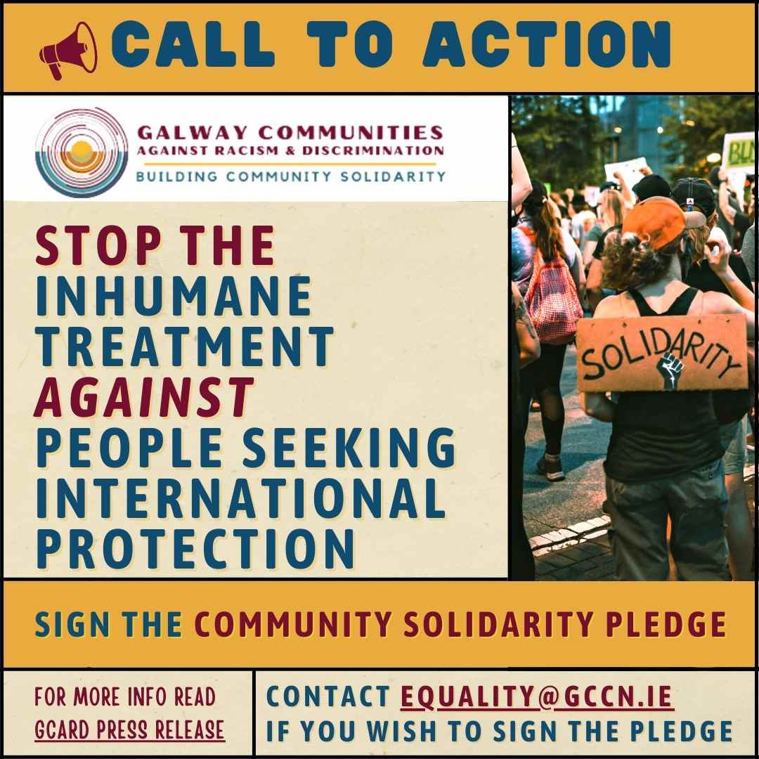 📢Join the CALL TO STOP inhumane treatment against those seeking International Protection!

Over 150 individuals abruptly relocated. 
🛑We cannot accept this!
Join GCCN and Galway Communities Against Racism and Discrimination in taking a stand!

Details 👇galwaycitycommunitynetwork.ie/press-release-