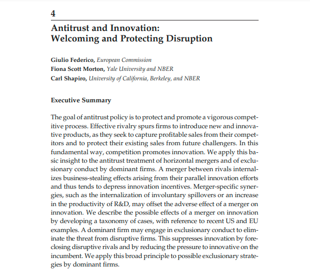 fordynamism's tweet photo. #DisruptiveFriday

Today we recommend to you all a paper coauthored by Giulio Federico, @CarlShapiro, and @ProfFionasm - in 2023 chosen by the European Commission to serve as the commission's 🔝𝗰𝗼𝗺𝗽𝗲𝘁𝗶𝘁𝗶𝗼𝗻 𝗲𝗰𝗼𝗻𝗼𝗺𝗶𝘀𝘁. https://t.co/OUHI9sZlqa